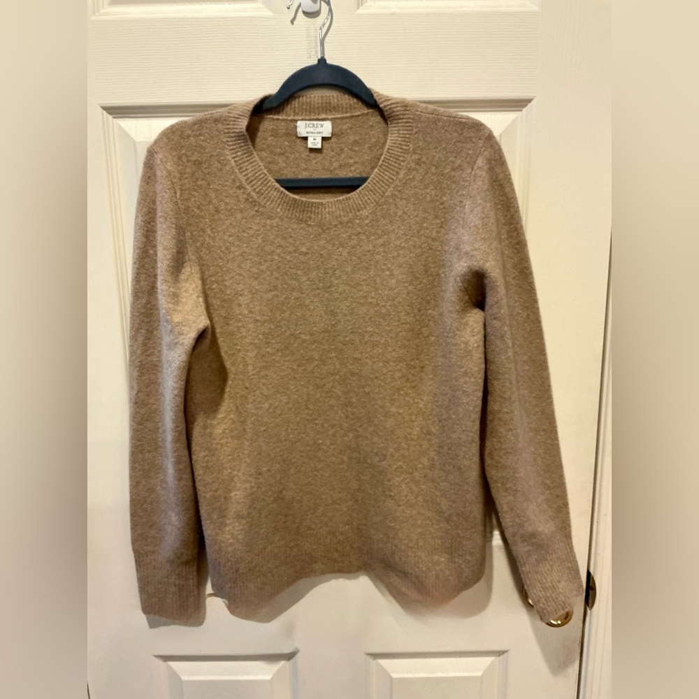 J. Crew Factory Preppy Wool Blend Pullover Sweater Neutral Fawn Career SZ Medium - Picture 2 of 13